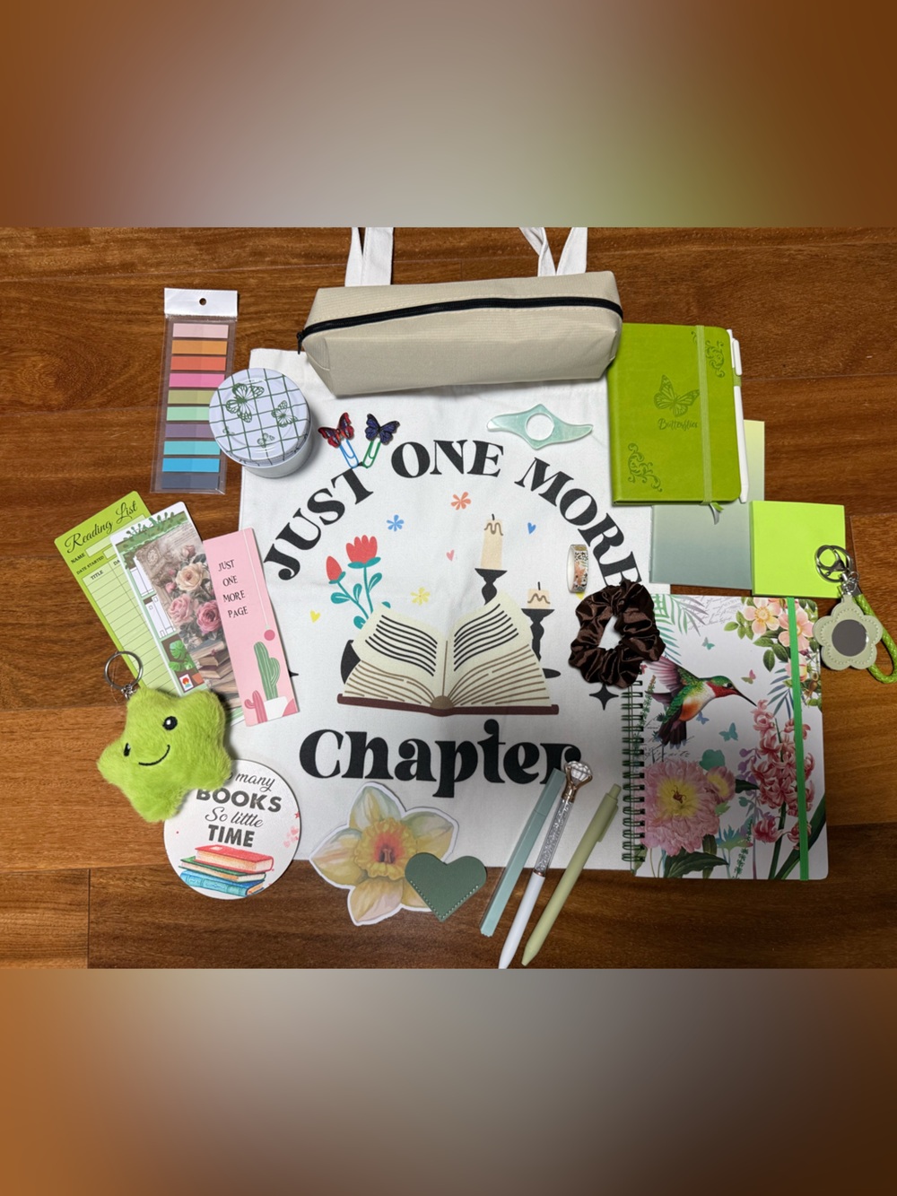 'Just One More Chapter' Book Tote Canvas Bag and Bookish Bundle